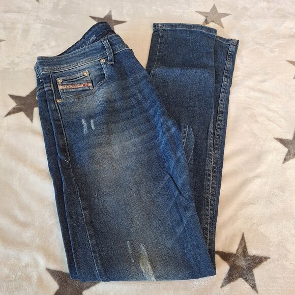 Diesel Industries Jeans Mens 38x34 Blue Medium Wash Straight Leg Cotton Casual - Picture 1 of 14